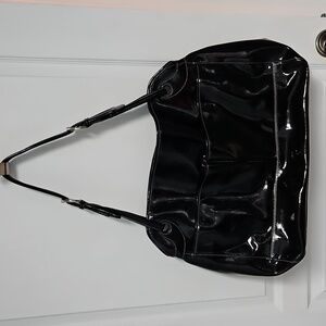 Tusk Patent Leather Hobo  Shoulder Bag Black Shiny HUGE